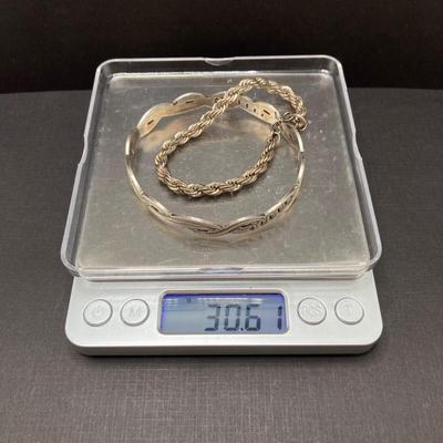 LOT 73: Sterling Silver Bracelets - TW 30.61g