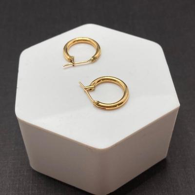 LOT 74: Gold Hoop Style Earrings - 10K, TW 1.77g