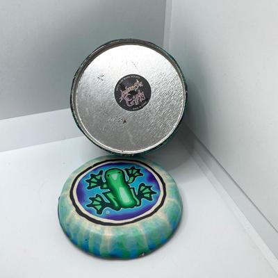 LOT 79: Collection of Frogs - Trinket Boxes, Perfume Bottle, Pill Holder, and Candle Holder