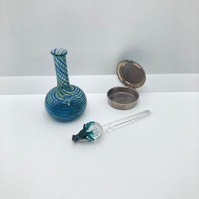 LOT 79: Collection of Frogs - Trinket Boxes, Perfume Bottle, Pill Holder, and Candle Holder