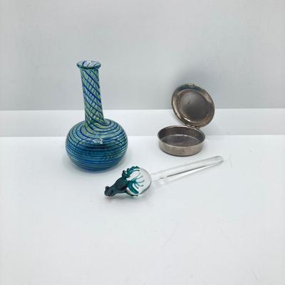 LOT 79: Collection of Frogs - Trinket Boxes, Perfume Bottle, Pill Holder, and Candle Holder