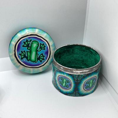 LOT 79: Collection of Frogs - Trinket Boxes, Perfume Bottle, Pill Holder, and Candle Holder