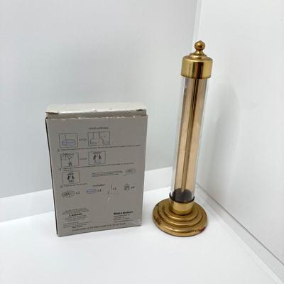 LOT 80: Gorgeous Paper Weight Signed by Artist Wm J Valle, Hand Painted Glass Salt Shaker Bottle, Gold Village Rotary Tealight Holder and...