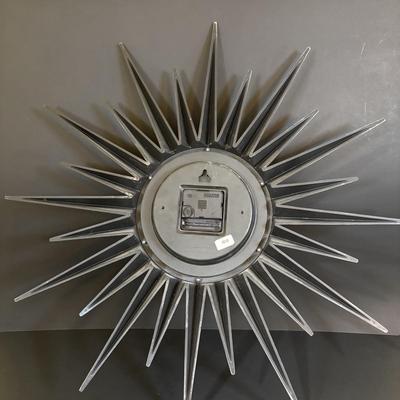 LOT 84: MCM Style Starburst Wall Clock, Glass Frog Votive Candle Holder, Joy Susan Wristlet Home Decor Wall Mirror, Women's...