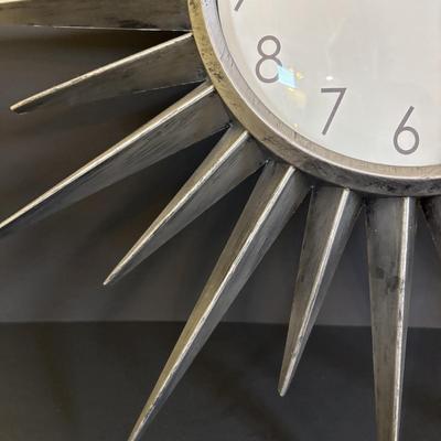 LOT 84: MCM Style Starburst Wall Clock, Glass Frog Votive Candle Holder, Joy Susan Wristlet Home Decor Wall Mirror, Women's...