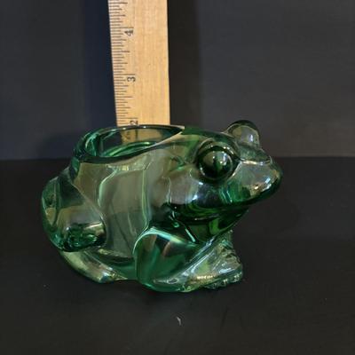 LOT 84: MCM Style Starburst Wall Clock, Glass Frog Votive Candle Holder, Joy Susan Wristlet Home Decor Wall Mirror, Women's...