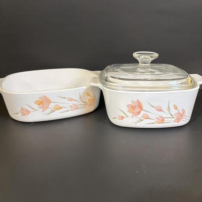 LOT 85: Vintage Corelle Blue Cornflower Soup/Cereal Bowls, Corning Ware Peach Floral Casserole Dishes, Oneida Flatware & More