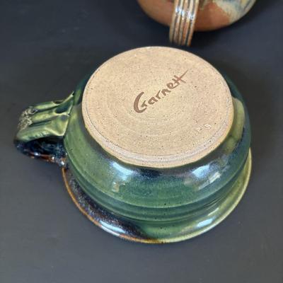LOT 88: Glazed Stoneware Pottery Collection: Mugs Bowls Jar, Signed & Unsigned