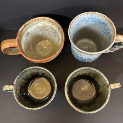 LOT 88: Glazed Stoneware Pottery Collection: Mugs Bowls Jar, Signed & Unsigned