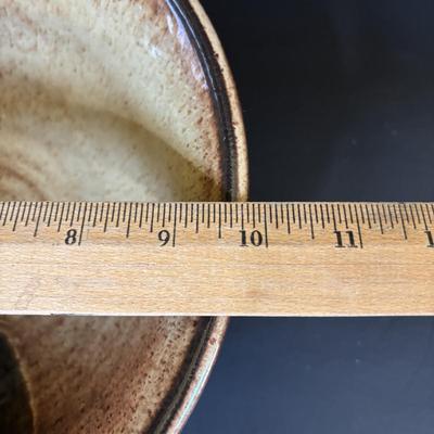 LOT 89: Longaberger Basket w/Insert, Glazed Stoneware 10" Pottery Bowl, Garlic Grader & Sponger Holder/Trinket Dish
