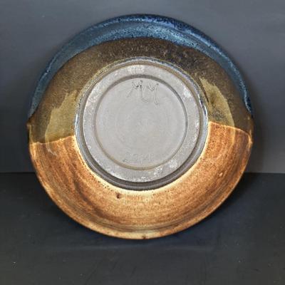 LOT 89: Longaberger Basket w/Insert, Glazed Stoneware 10" Pottery Bowl, Garlic Grader & Sponger Holder/Trinket Dish