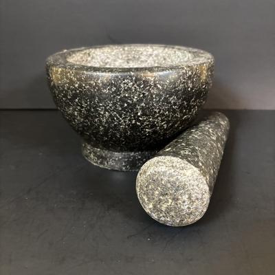 LOT 90: Vintage Polish Pottery Cheese Lady/Server, Vintage Sassafras Stoneware Chestnut Roaster along with a Mortar & Pestle