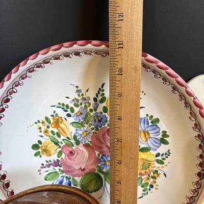 LOT 95: Vintage Mccoy Brown Glaze Bean Pot Cookie Jar, Pixie Elf Saltshaker, Villeroy & Boch Co Porcelain Cheese & Cracker Board...