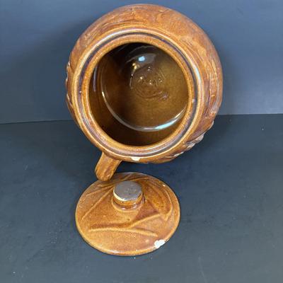 LOT 95: Vintage Mccoy Brown Glaze Bean Pot Cookie Jar, Pixie Elf Saltshaker, Villeroy & Boch Co Porcelain Cheese & Cracker Board...