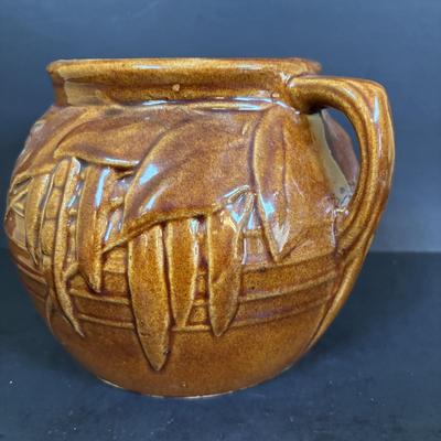 LOT 95: Vintage Mccoy Brown Glaze Bean Pot Cookie Jar, Pixie Elf Saltshaker, Villeroy & Boch Co Porcelain Cheese & Cracker Board...