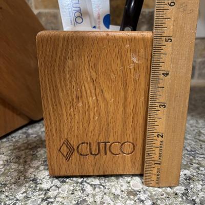 LOT 104: Cutco Knife Set w/Wooden Block & Cutco Utensil Holder