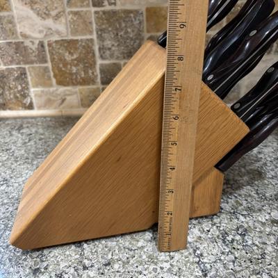 LOT 104: Cutco Knife Set w/Wooden Block & Cutco Utensil Holder