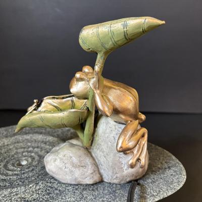 LOT 108: Working Aquascape Lazy Frog on Lily Pad, Ceramic Frog, Frog Boot Planter/Vase