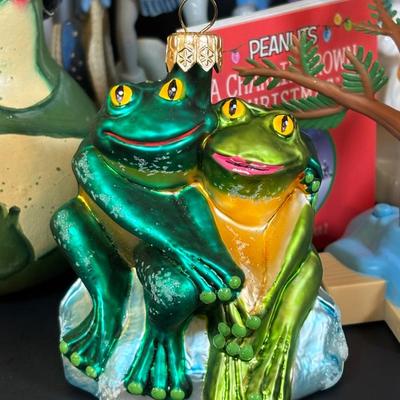 LOT 112: Holiday Collectibles: Miniature Peanuts Book & Charlie Brown Tree, NECA Snow Miser Bobble Head, Disney Ornaments, Gourd...