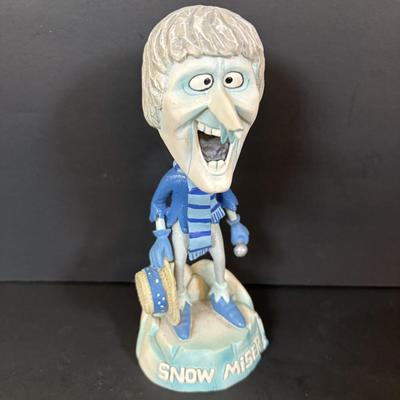 LOT 112: Holiday Collectibles: Miniature Peanuts Book & Charlie Brown Tree, NECA Snow Miser Bobble Head, Disney Ornaments, Gourd...
