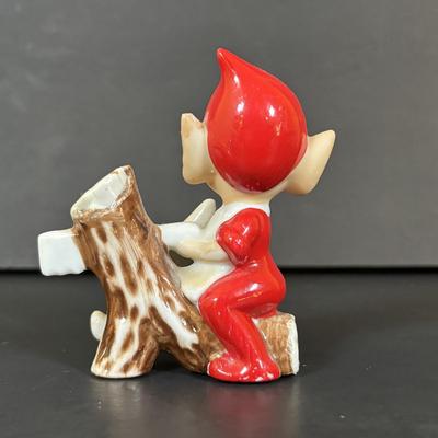 LOT 113: Vintage Pixies & Elves Figures including Lefton, a Candle Hugger & Christmas