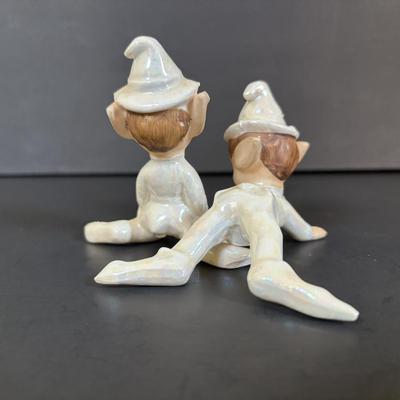 LOT 113: Vintage Pixies & Elves Figures including Lefton, a Candle Hugger & Christmas