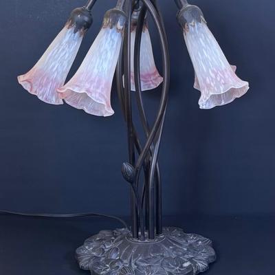 LOT 118: Pink Pond Lily Accent Lamp w/5 Lights