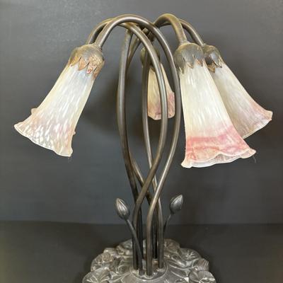 LOT 118: Pink Pond Lily Accent Lamp w/5 Lights