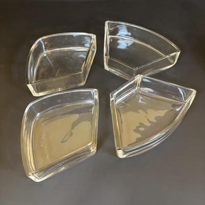 LOT 120: Art Deco Style Brass & Glass Serving Tray & Etched Wine Glasses