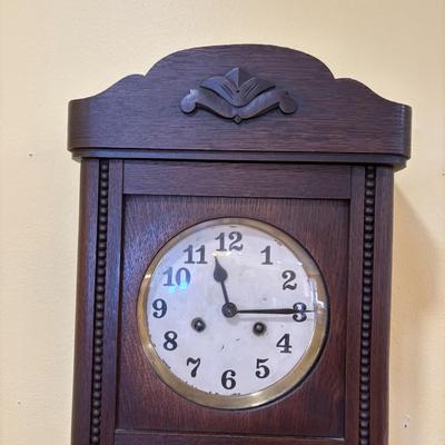 LOT 14: Antique Wall Clock w/Decorative Carvings
