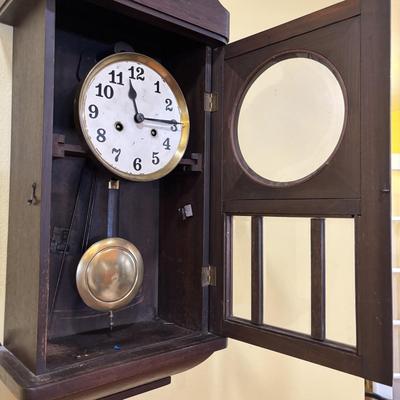 LOT 14: Antique Wall Clock w/Decorative Carvings