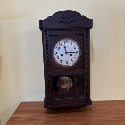 LOT 14: Antique Wall Clock w/Decorative Carvings