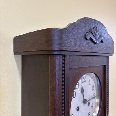 LOT 14: Antique Wall Clock w/Decorative Carvings