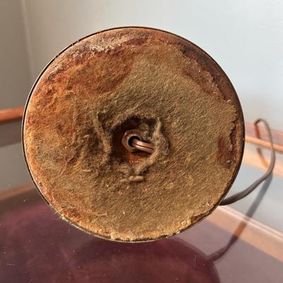 LOT 125: Display Side Table & Vintage Brass Lamp