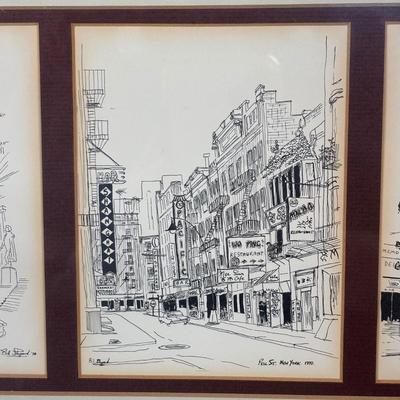 LOT 126: Bill Sheppard Signed & Dated Postcard Size Etchings of New York