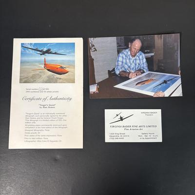 LOT 127: Signed & Numbered Lithograph: "Yeager's Quest" by Stan Stokes, w/COA