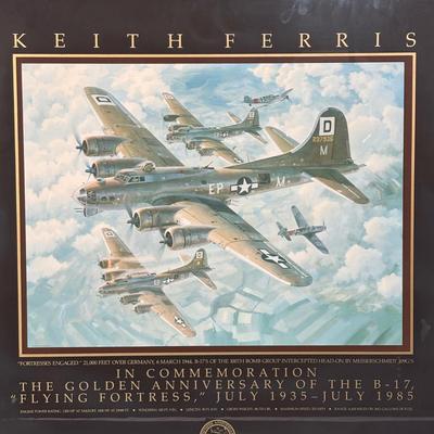 LOT 128: Vintage Print in Commemoration of the Golden Anniversary of the B-17 "Flying Fortress"