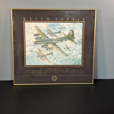 LOT 128: Vintage Print in Commemoration of the Golden Anniversary of the B-17 "Flying Fortress"