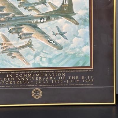LOT 128: Vintage Print in Commemoration of the Golden Anniversary of the B-17 "Flying Fortress"