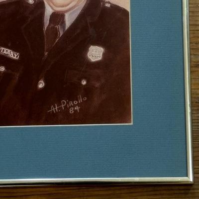 LOT 130: Signed & Dated by Graphic Artist Al. Pirollo Pastel Drawing of the Three Stooges as Philadelphia Police