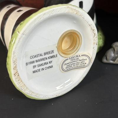 LOT 131: Seaside Collection of Light Houses, Oil Painting, Fish Platter & Wooden Chest