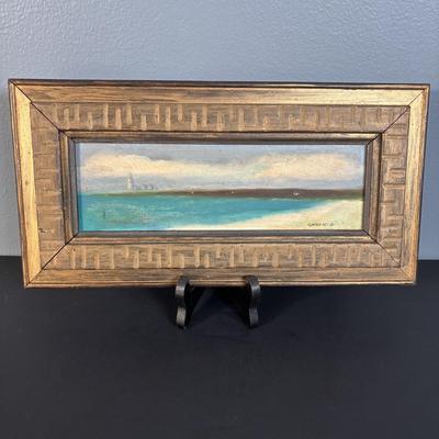 LOT 131: Seaside Collection of Light Houses, Oil Painting, Fish Platter & Wooden Chest