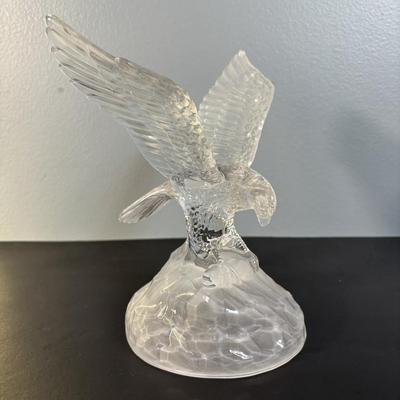 LOT 134: Country Landscape Etching, Vintage Native American Jar, Maltese Falcon Replica & Cristal Darqueas Eagle