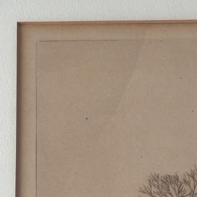 LOT 134: Country Landscape Etching, Vintage Native American Jar, Maltese Falcon Replica & Cristal Darqueas Eagle