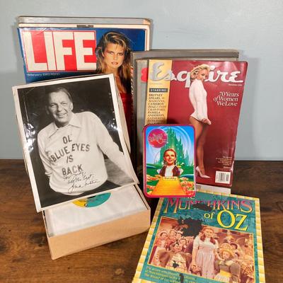 LOT 137: Entertainment Memorabilia Collection - Frank Sinatra, 45 Records, Wizard of Oz Book and Ornament, Life Magazines and More