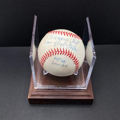 LOT 138: Autographed Robin Roberts HOF 76 Phillies Pitcher with COA and Numbered Bob Feller Ball HOF 62