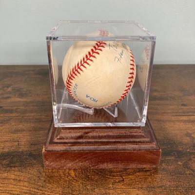 LOT 138: Autographed Robin Roberts HOF 76 Phillies Pitcher with COA and Numbered Bob Feller Ball HOF 62