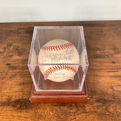 LOT 138: Autographed Robin Roberts HOF 76 Phillies Pitcher with COA and Numbered Bob Feller Ball HOF 62