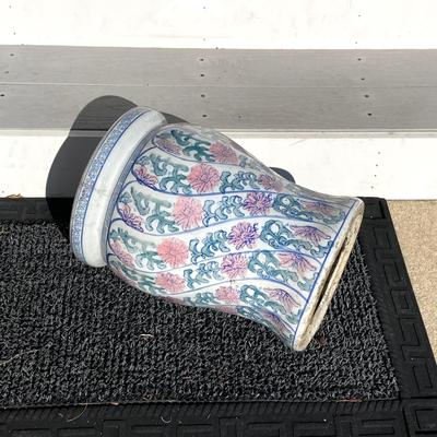 LOT 148: Made in China Floral Pedestal / Stool / Plant Holder