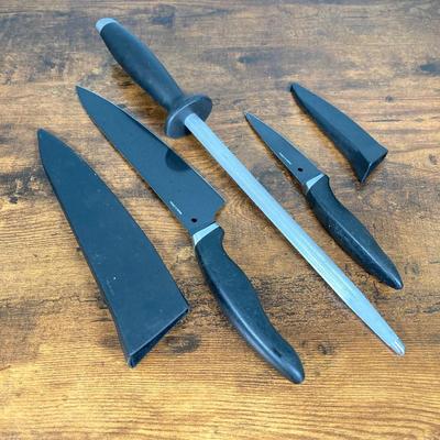 LOT 154: Three Cast Iron Skillets with Collection of Utensils / Gadgets